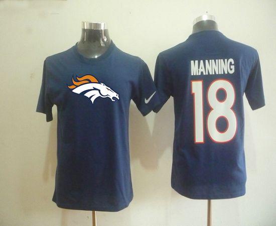 Nike Denver Broncos #18 Peyton Manning Name & Number BFL T-Shirt Midnight Blue